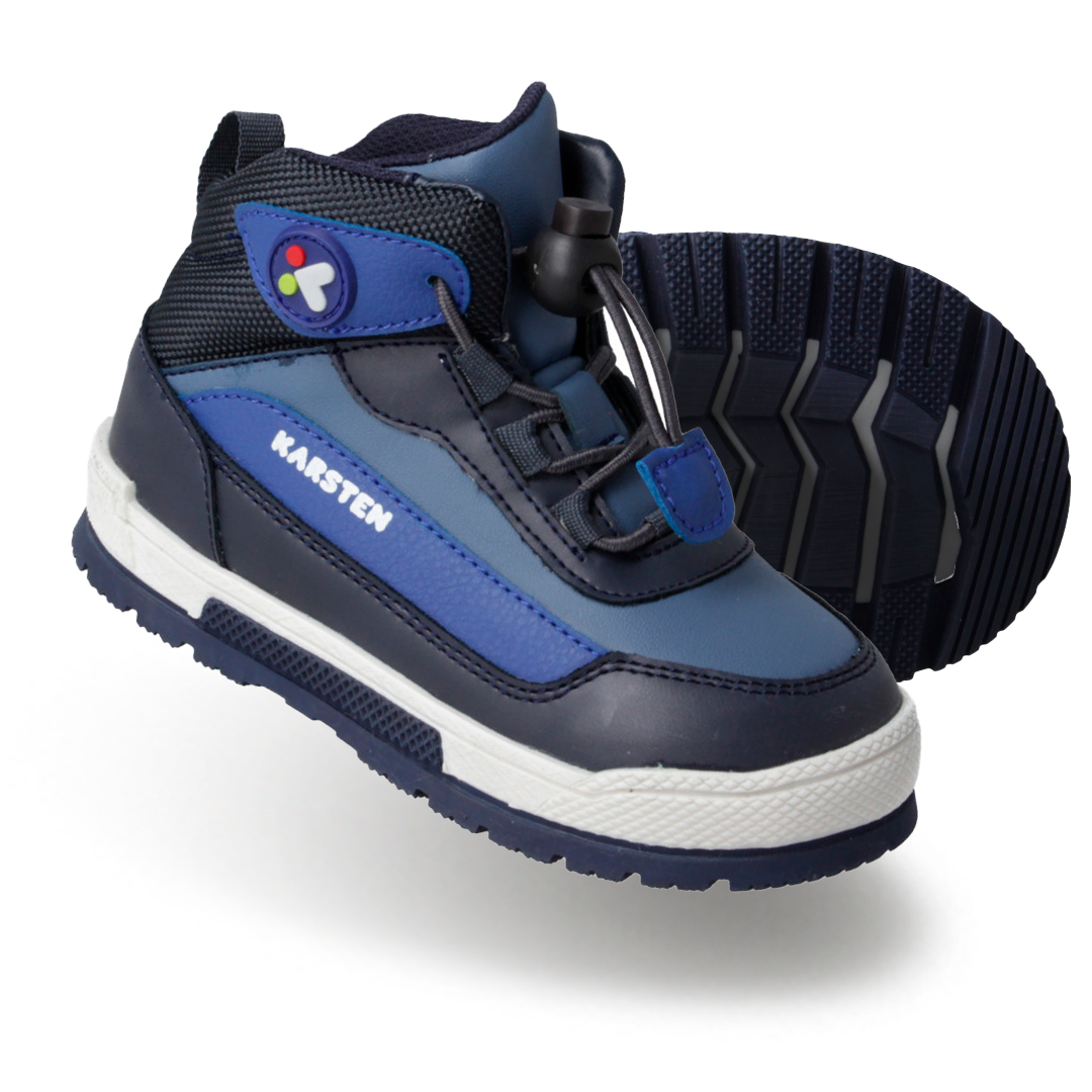 Tenis botín, azul, café, negro, Karsten