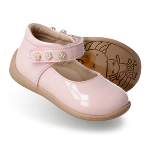 Zapato De Niña, Charol Con Flores Ajuste Velcro