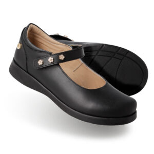 Zapato Niña Tipo Mary Jane Negro, con Estoperoles