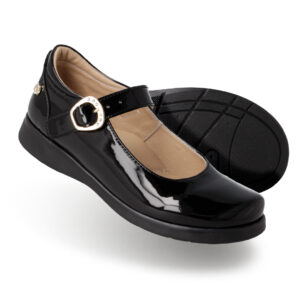 Zapato Niña Tipo Mary Jane Negro, Charol con Hebilla