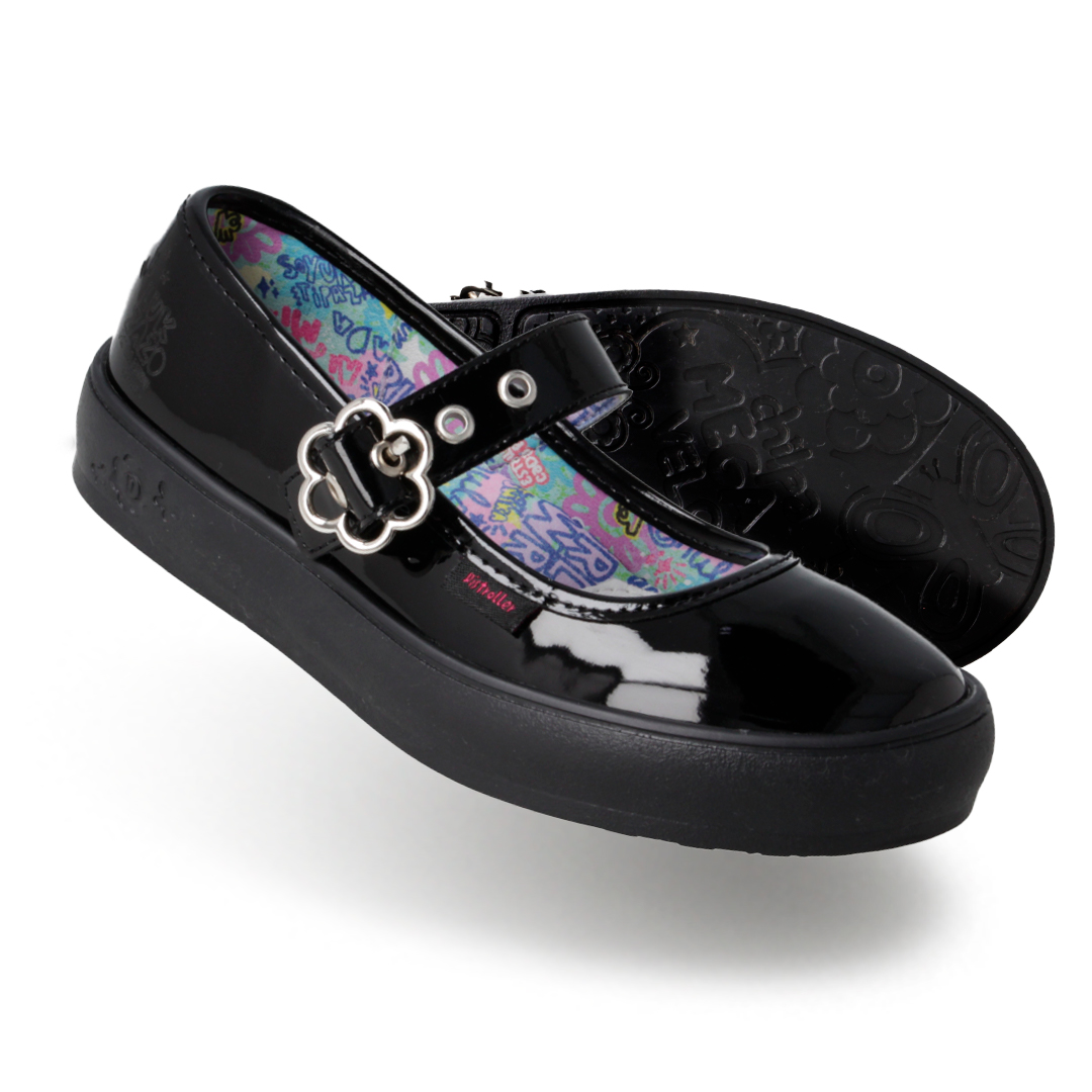 Zapato Escolar Distroller Niña, Charol Negro Con Correa