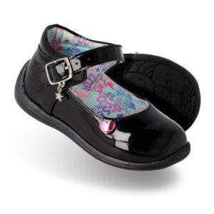 Zapato Mary Jane Distroller Chamoy Negro Charol para Niña | Modelo Estrella.