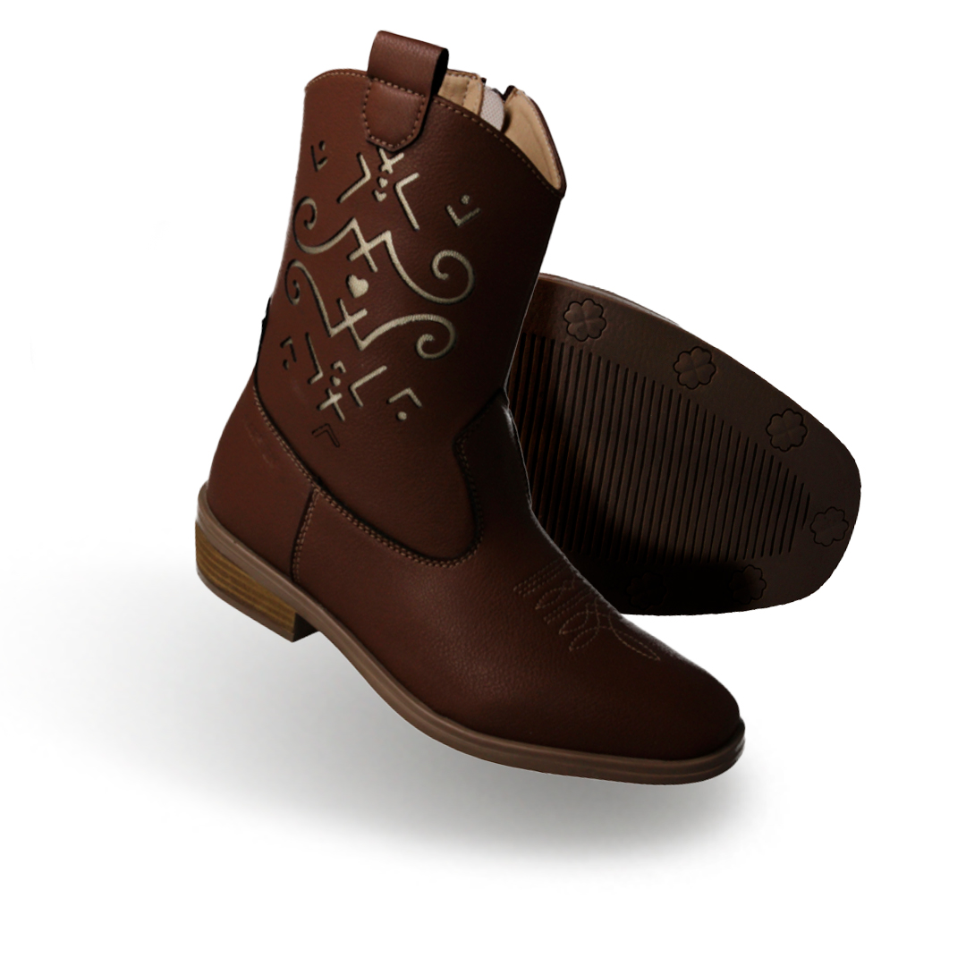 Bota Vaquera Karsten Canela Café para Niña